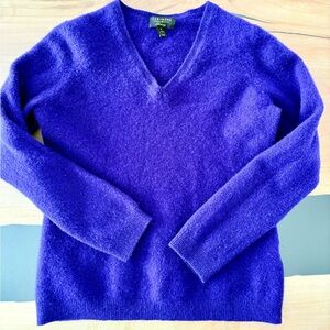 Charter Club Kids Vivid Indigo 100% Cashmere V-Neck Sweater Size M